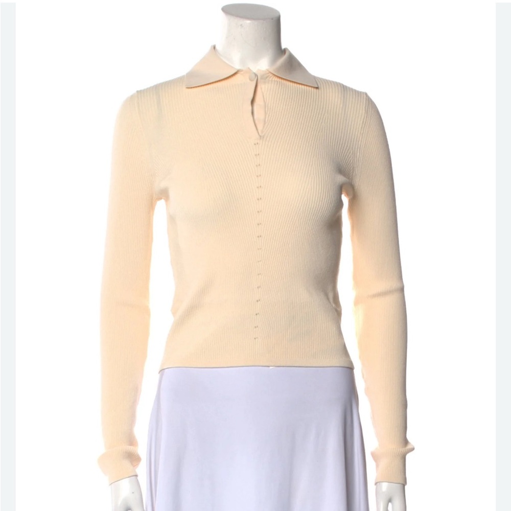 Live the process Long Sleeve Top Ribbed Collared Minimalist Capsule S Stretchy
